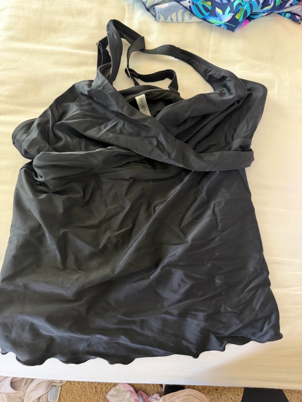 XXL Black Ruched Swim Tankini Top